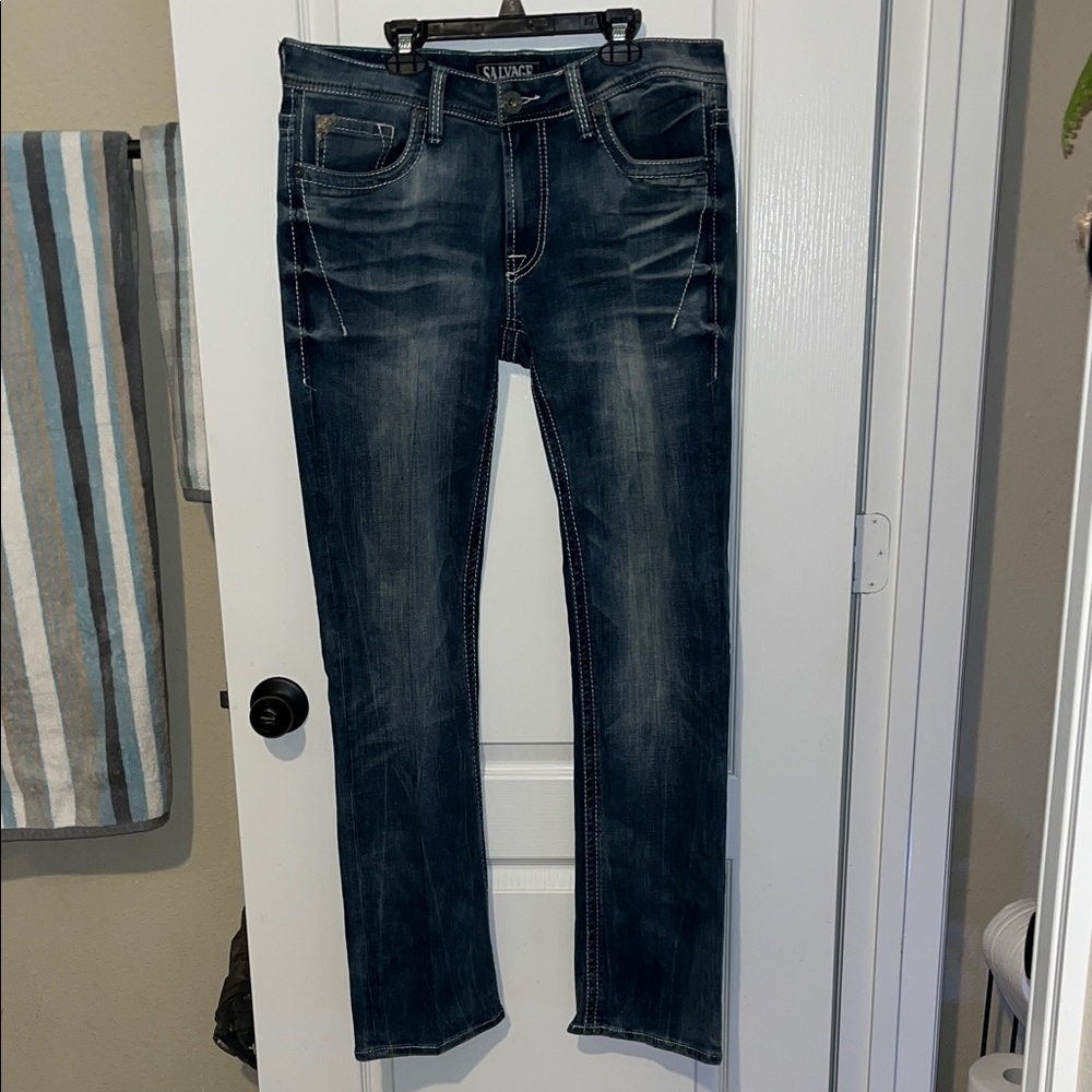 Salvage Men's Slim Straight Jeans - Dark Blue